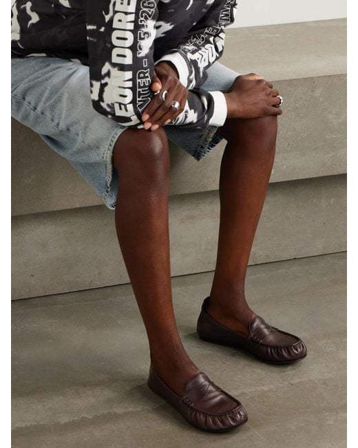 Mocassins En Cuir Texturé Acne en coloris White