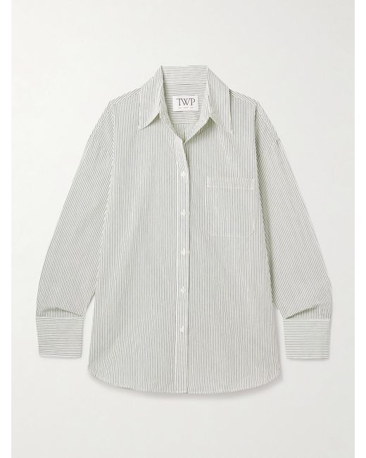 Twp White Big Joe Oversized Striped Cotton-Blend Shirt