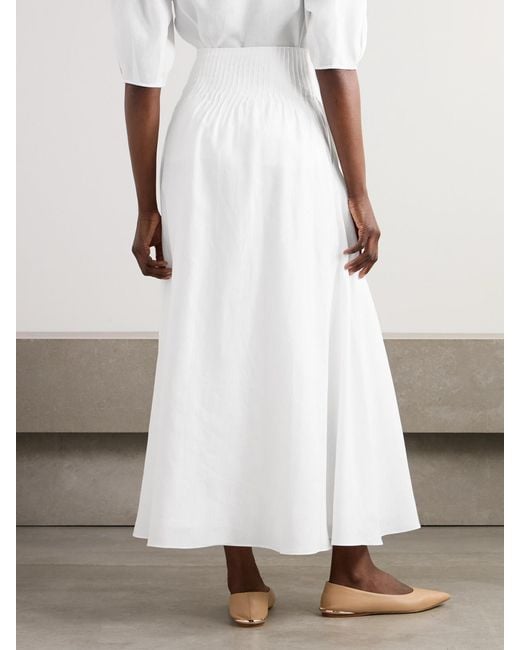 Gabriela Hearst White Penelope Linen Midi Skirt