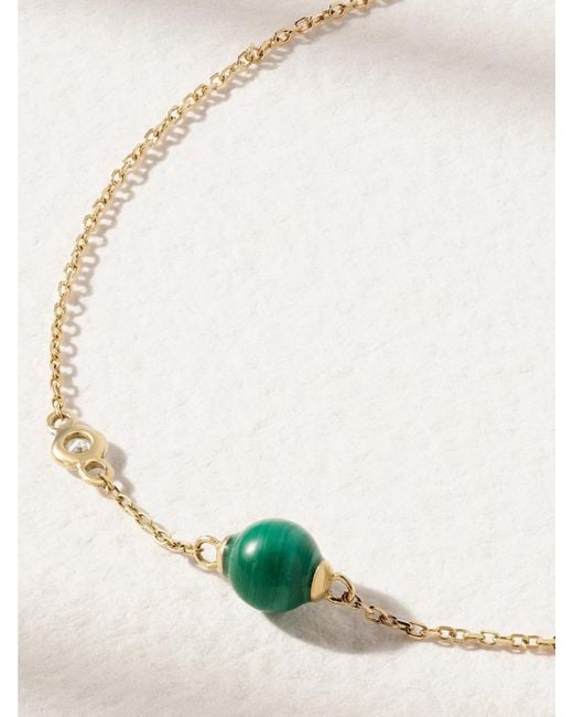 Mateo White Dot 14-Karat, Malachite And Diamond Bracelet