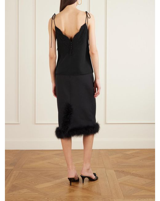 Valentino Garavani Black Floral Lace-Trimmed Silk Crepe De Chine Camisole