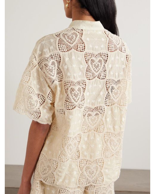 Zimmermann Natural Wanderlust Crocheted And Embroidered Cotton-Blend Voile Shirt