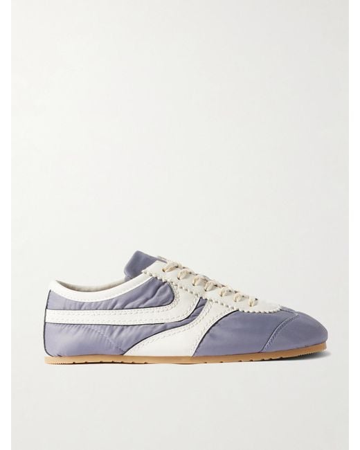 Dries Van Noten Blue Leather-Trimmed Shell Sneakers