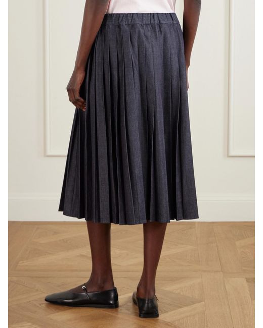 Jil Sander Black Pleated Denim Midi Skirt