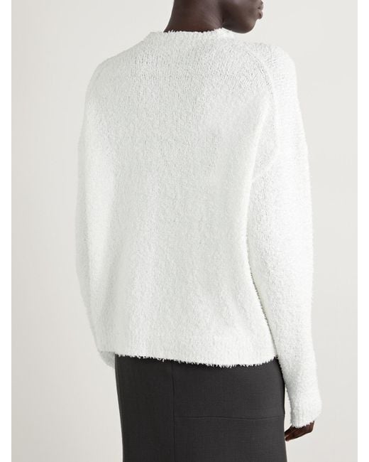 Tibi White Serviette Cotton-Blend Bouclé Sweater