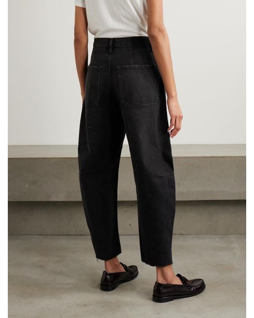 Polo Ralph Lauren Black Frayed High-Rise Tapered Jeans