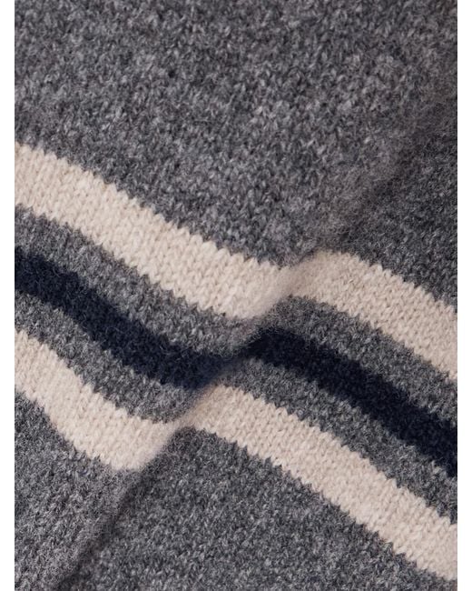 &Daughter Gray Edith Striped Wool Polo Sweater