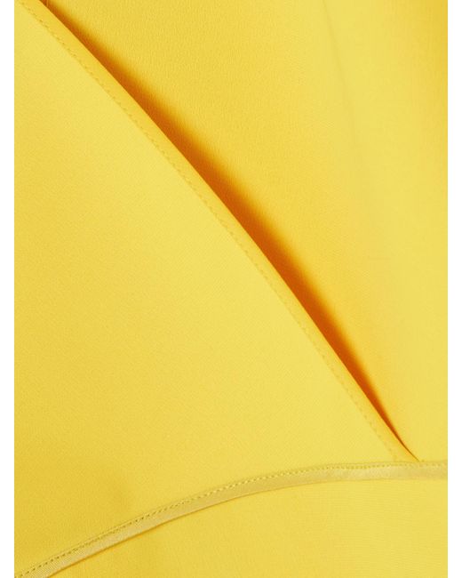 Maticevski Yellow Benefit Wrap-Effect Pleated Crepe Midi Dress