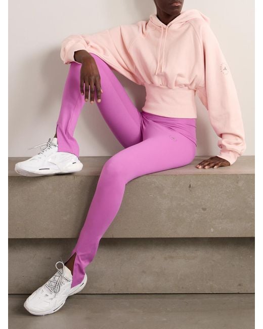 Adidas By Stella McCartney Pink Truecasuals Verkürzte Kapuzenjacke Aus Biobaumwoll-Jersey