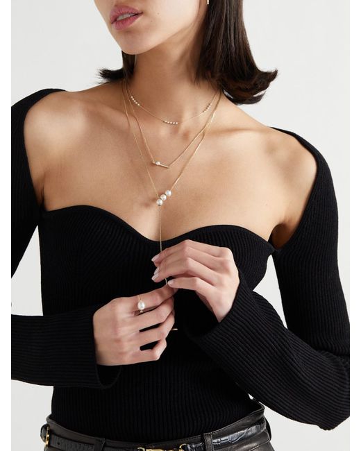 Mizuki Natural 14-Karat, Diamond And Pearl Necklace