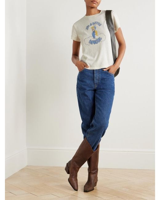Re/done Natural Classic T-Shirt Aus Baumwoll-Jersey Mit Print
