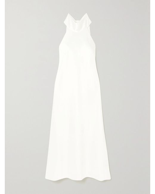 Galvan White Sienna Midikleid Aus Satin Mit Neckholder