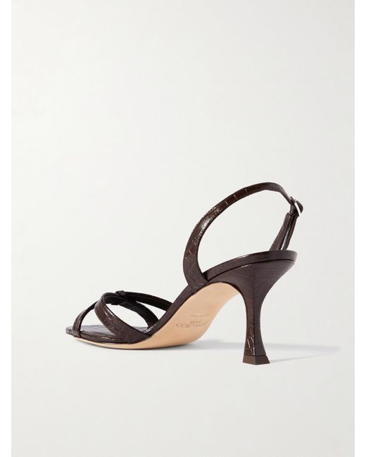 Jimmy Choo Brown Elsy 70 Croc-Effect Leather Slingback Sandals