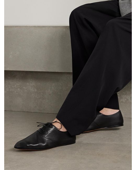 The Row Black Hereditas Leather Brogues