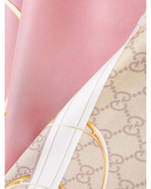 Gucci Pink Printed Silk-Twill Scarf