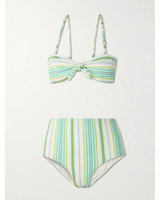 Bikini En Tissu Recyclé Côtelé Imprimé Ava + Elsi Lemlem en coloris Green