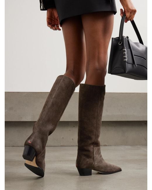 Aeyde Brown Medea Suede Knee Boots