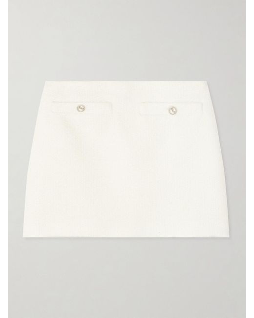 Gucci Natural Minirock Aus Bouclé-Tweed Aus Einer Wollmischung