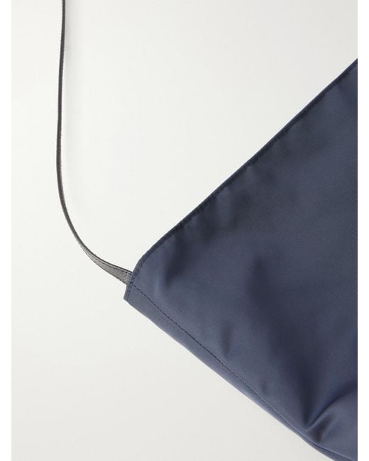 Valesque Blue Bucket Leather-Trimmed Satin-Shell Tote