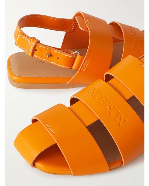 J.W. Anderson Orange Fisherman Embossed Leather Sandals