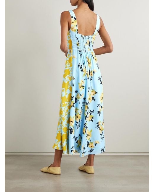 La Ligne White Floral-Print Silk Maxi Dress