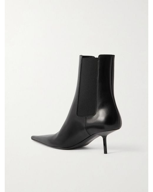 Saint Laurent Black Victoire Leather Ankle Boots