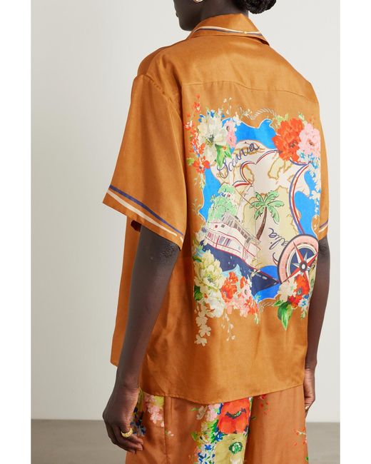 Chemise En Satin De Soie Biologique Imprimé Alight Zimmermann en coloris Orange