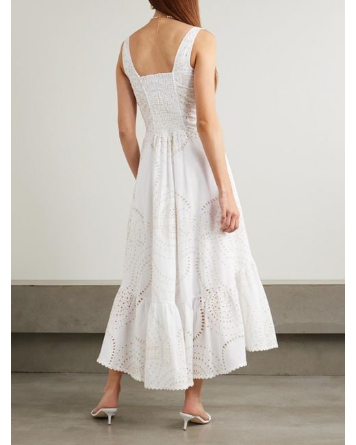Charo Ruiz White Greba Maxikleid Aus Einer Baumwollmischung Mit Lochstickerei