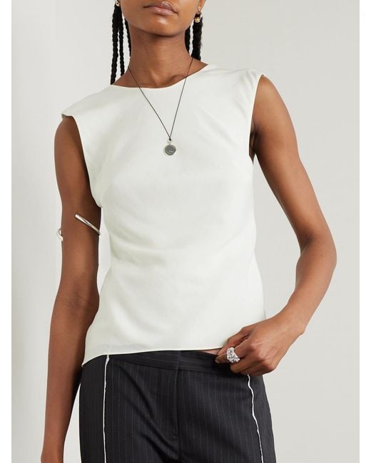 St. Agni White Open-Back Lenzing Lyocell And Ecovero-Blend Twill Top
