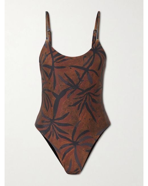 SARA CRISTINA Brown Ocean Printed Swimsuit