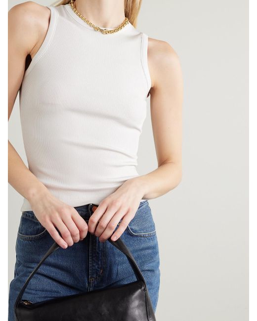 Goldsign White Ribbed Stretch-Jersey Tank