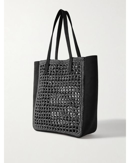 Khaite Black Zoe Small Leather And Raffia Tote
