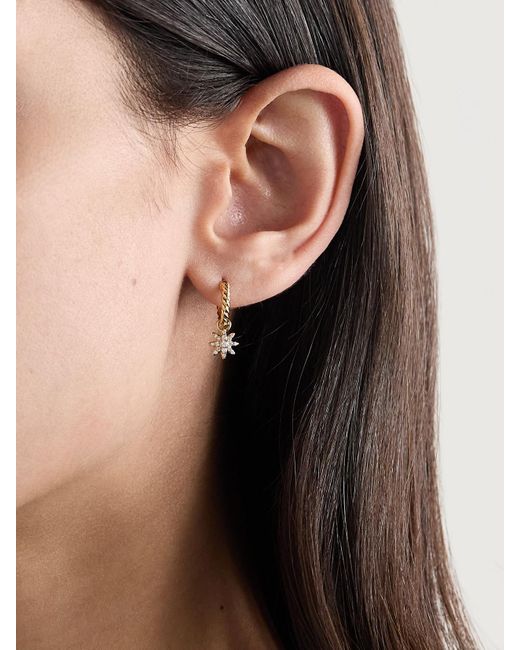 David Yurman Natural Petite Starburst 18-Karat Diamond Hoop Earrings