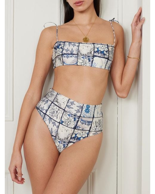 Agua Bendita White Net Sustain Porcelaina Bikini-Höschen Aus Recyceltem Material Mit Blumenprint