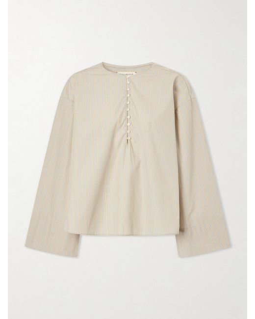 Kallmeyer Natural Marguerite Striped Cotton-Poplin Blouse