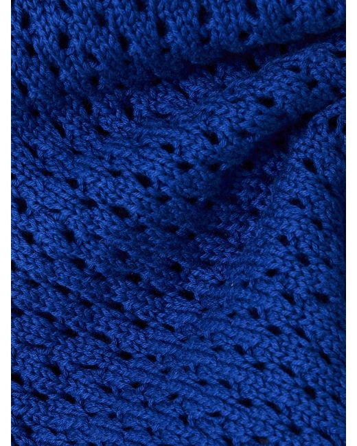 Escvdo Blue Espina Crocheted Cotton Flared Pants