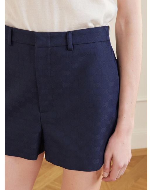 Gucci Blue Twill Jacquard Shorts