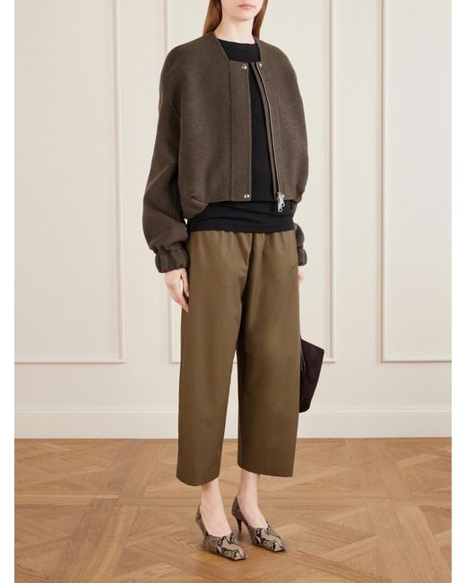 Khaite Brown Cordan Cropped Wool Bomber Jacket