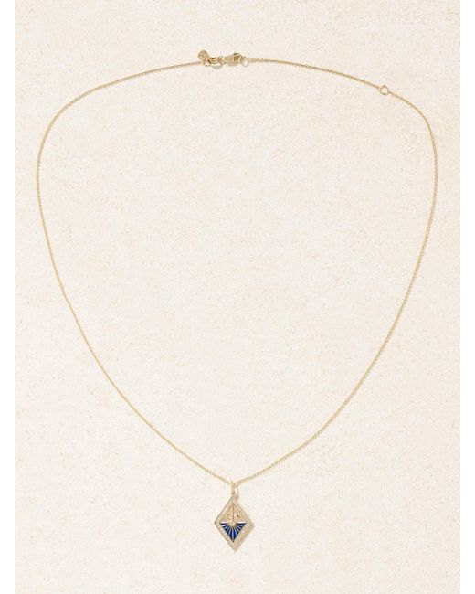 Sydney Evan Natural Sundial 14-Karat, Enamel And Diamond Necklace