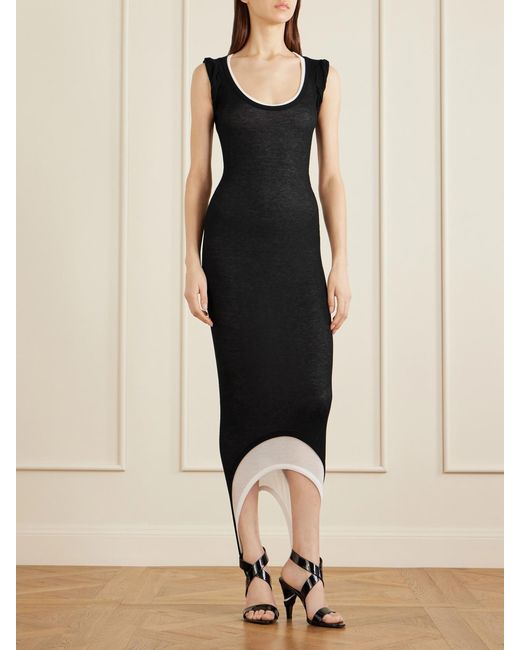 Alaïa Blue Layered Stretch-Knit Midi Dress