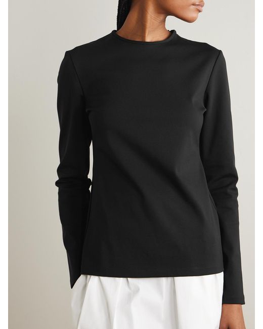 Tibi Black Cutout Stretch-Jersey T-Shirt