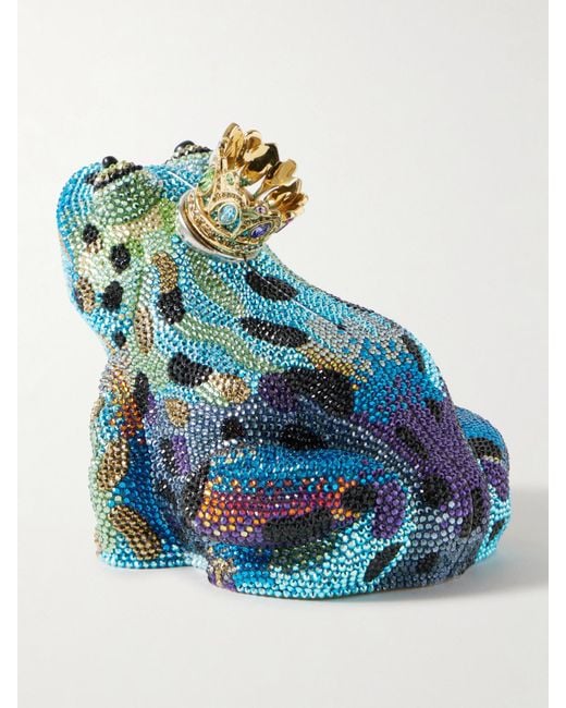 Judith Leiber Blue Prince Charming Goldfarbene Clutch Mit Kristallen