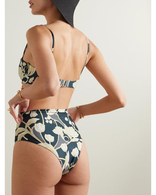 Agua Bendita Blue Net Sustain Perla Floral-Print Recycled Bikini Briefs