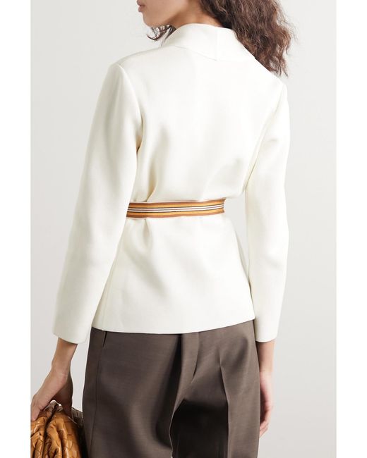 Loro Piana White Belted Silk And Cotton-Blend Cardigan