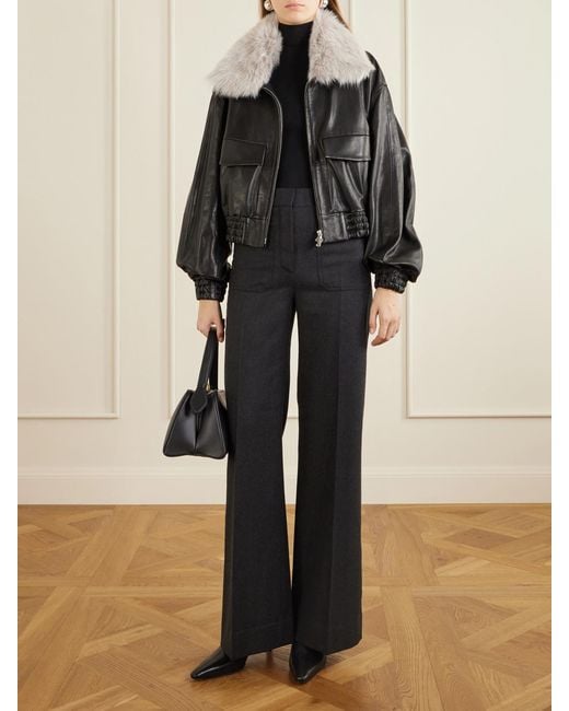 Nour Hammour Black Ellery Shearling-Trimmed Leather Jacket