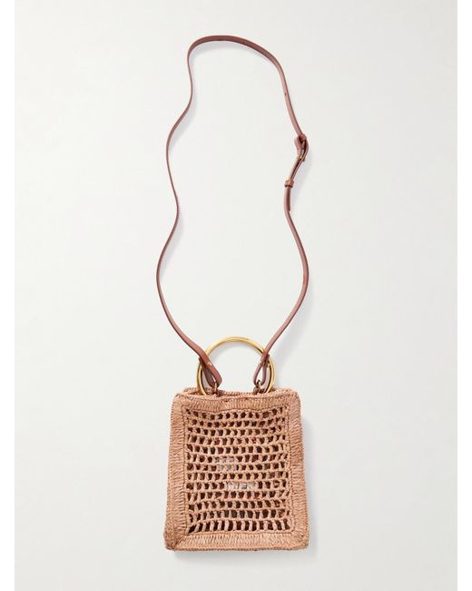 Chloé Natural Summer Banana Kleine Tote Aus Geflochtenem Raffiabast Mit Lederbesätzen