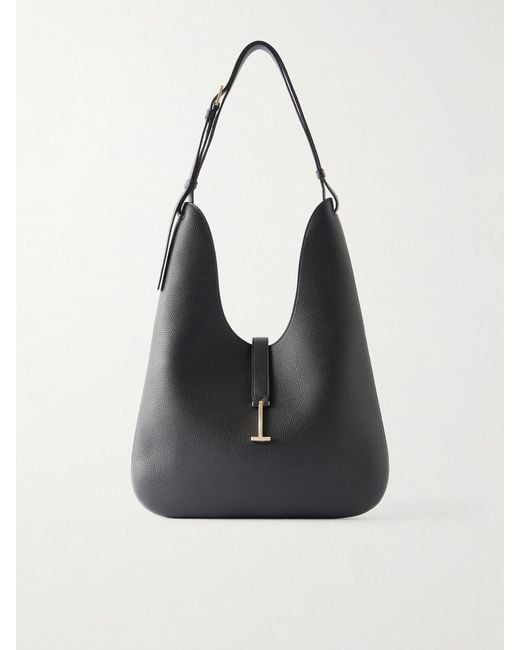 Tom Ford Black T-Embellished Medium Suede Shoulder Bag