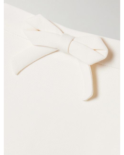 Valentino Garavani Natural Bow-Embellished Wool And Silk-Blend Crepe Mini Skirt