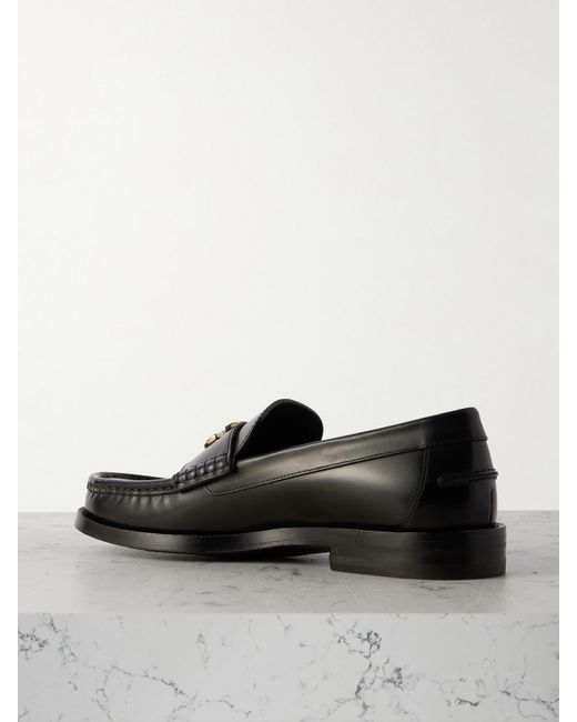 Gucci Black Marmont Logo-Embellished Leather Loafers