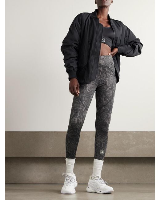 Adidas By Stella McCartney Gray Leggings Aus Recyceltem, Bedrucktem Stretch-Material